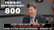 טאקער קארלסאן דערמאנט 800 מאל איזראעל... פוו ווען ער האט געזאגט אז ער איז נישט אבסעסט מיט איזראעל...