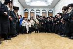 חגיגת הכנסת ספר תורה  להיכל ישיבת עסק התורה  ע"י הרבני הנגיד הרה"ח רבי יואל פליישמאן שליט"א פטרון הישיבה ונדבן הספר  בהשתתפות אדמור"י ורבני העיר שליט"א, מרביצי תורה ותלמידי הישיבה