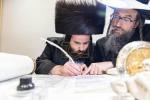 חגיגת הכנסת ספר תורה  להיכל ישיבת עסק התורה  ע"י הרבני הנגיד הרה"ח רבי יואל פליישמאן שליט"א פטרון הישיבה ונדבן הספר  בהשתתפות אדמור"י ורבני העיר שליט"א, מרביצי תורה ותלמידי הישיבה