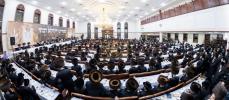 סעודת הילולא מוצאי שבת ראה כ"ו אב אין ביהמ"ד סאטמאר מאנסי בראשות כ"ק גאב"ד סאטמאר מאנסי שליט"א