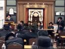 עצרת הספד ככלות השבעה פון כ"ק אדמו"ר מבית שמואל צבי ספינקא זצ"ל אין ביהמ"ד זכרון צבי ספינקא אין קרית יואל.