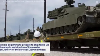 אמעריקאנע ארמיי צוגרייט מיליטערישע מצב פאר אמעריקע'ס 250'סטע פאראדע.