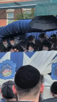 כ"ק אדמו"ר מגור שליט"א ביים חנוכת הבית פאר תלמוד תורה אמרי אמת אין אמעריקא 