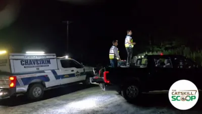 הצלה און חברים ביים זוכן דעם זונטאג א פארלוירענע מיידל אין די קעטסקילס וועלכע איז אפגעפינען געווארן נאך 13 שעה 