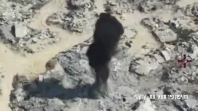 צה"ל אטאקירט חמאס באהאלטענישן אין עזה סיטי.