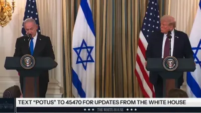 נתניהו שטיצט טראמפ אויף די נייע פאלעסטינער לאנד.