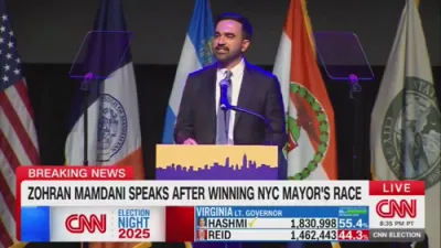 מאמדאני זאגט אין זיין רעדע אז ער גייט באזיגן טראמפ 