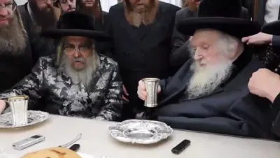 ווידיאו: כ"ק אדמו"ר מסאטמאר שליט"א באזוכט ביי כ"ק גאב"ד ירושלים שליט"א 