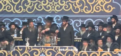 די מעמד אין בני ברק בראשות כ"ק אדמו"ר מסאטמאר שליט"א 