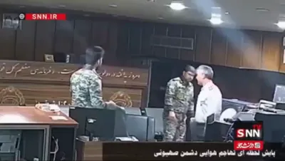 א ווידיאו צייגט וויאזוי די איראנע דיפענס צענטער איז אטאקירט געווארן דורך מדנ"י ביי די לעצטע מלחמה