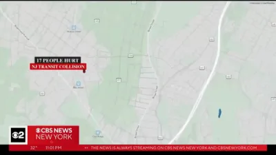 17 פארוואונדעטע נאך א צוזאמענשטויס פון א ניו דזשערזי טרענזיט באן אין ניו דזשערזי.