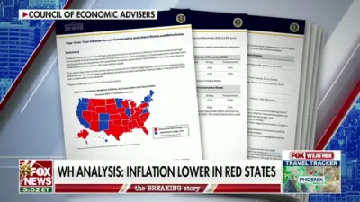 נייע דאטא באשטעטיגן אז רויטע שטאטן האבן נידריגערע אינפלאציע ווי בלויע שטאטן.