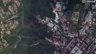 סאטעליט בילדער ווייזן שאדן ביי קאראקאס מיליטערישער באזע נאך אמעריקאנער אטאקעס.