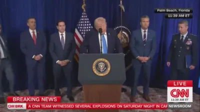 פרעזידענט טראמפ באגריסט מאדורא'ס ארעסט אלס א היסטארישן אמעריקאנער מיליטערישן טריומף.