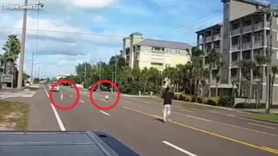 איינער ראטעוועט קינדער אינמיטן א הייוועי אין פלארידע 