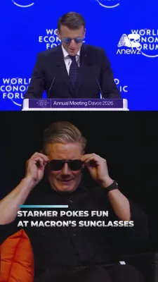 בריטישער פרעמיער מיניסטער סטארמער מאכט וויצן וועגן מאקרון'ס זונברילן.