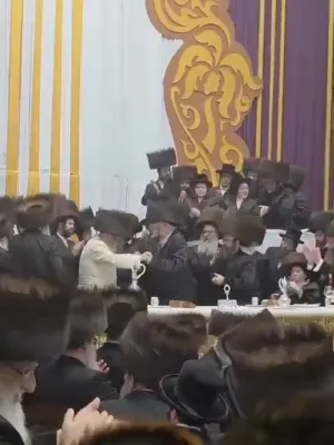 הגה"צ אב"ד סאטמאר בארא פארק שליט"א באטייליגט זיך ביים שמחת החתונה בחצר הקודש סאטמאר 