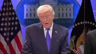 טראמפ רעדט צו ריפארטערס איבער די סופרים קאורט באשלוס צו אפשטעלן די טאריפס 