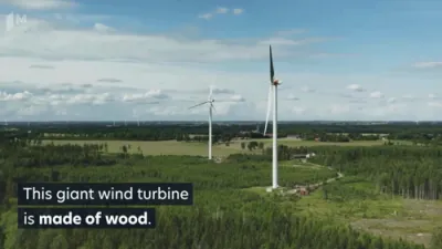 שוועדן אנטפלעקט די וועלט'ס העכסטע האלצערנע ווינט טורבינע.