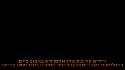 ווידיאו פון כ"ק אדמו"ר מבאבוב שליט"א ביים בייגלייטען נאך רימפלען בחדר הסוכה ביום שושן פורים.