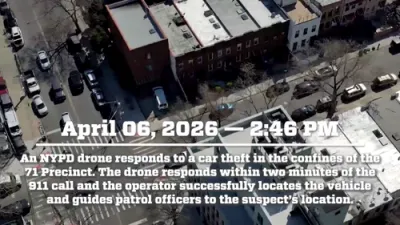 די NYPD ביים זוכן א קאר גנב דורך א דראון