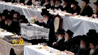 כ"ק אדמו"ר מצאנז שליט"א נעכטן ביים טיש כ"ה ניסן איז מכריז אז טראמפ איז א חלק פון די הסתר פנים