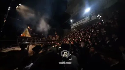 מעמד הדלקה לכבוד התנא האלוקי רבי שמעון בר יוחאי בראשות הגה"צ ראש ישיבת סאטמאר בני ברק שליט"א ע"פ שיכון קרית יואל בני ברק