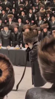 כ"ק אדמו"ר מתולדות צבי ספינקא שליט"א טאנצט מצוה טאנץ ביי א חתונה פון א אייניקל