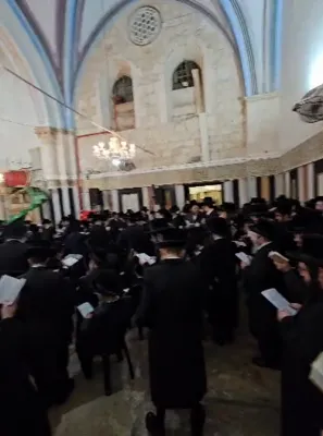 הגה"צ אלימלך בידערמאן שליט"א ביי האמירת תהילים מיט גרויס התעוררות ביי קברי אבות הק' און ביים מערת המכפלה אין חברון.