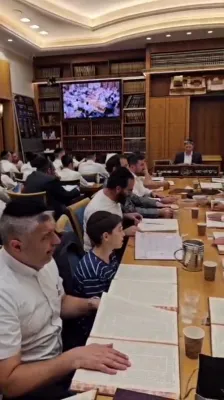 ווידעא: נעכטן ביים שיעור הרב אלי' סטעפענסקי שליט"א ביים זינגען דעם ניגון כי ביתי