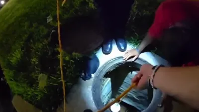 אינטערעסאנטע סצענע ווי טעמפא פאליציי נוצן קעז צו ראטעווען א פארכאפטן הונט