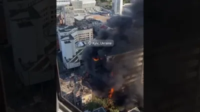 אוקראינישע שפיטאל אין פלאמען נאך א רוסישע אטאקע, 7 פארוואונדעט