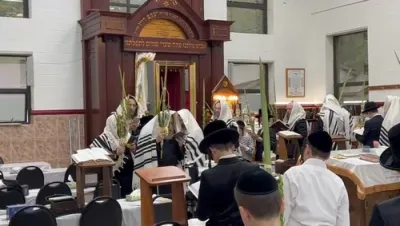 כ"ק גאב"ד וואודריזש שליט"א ביי די הושענות חוה"מ סוכות