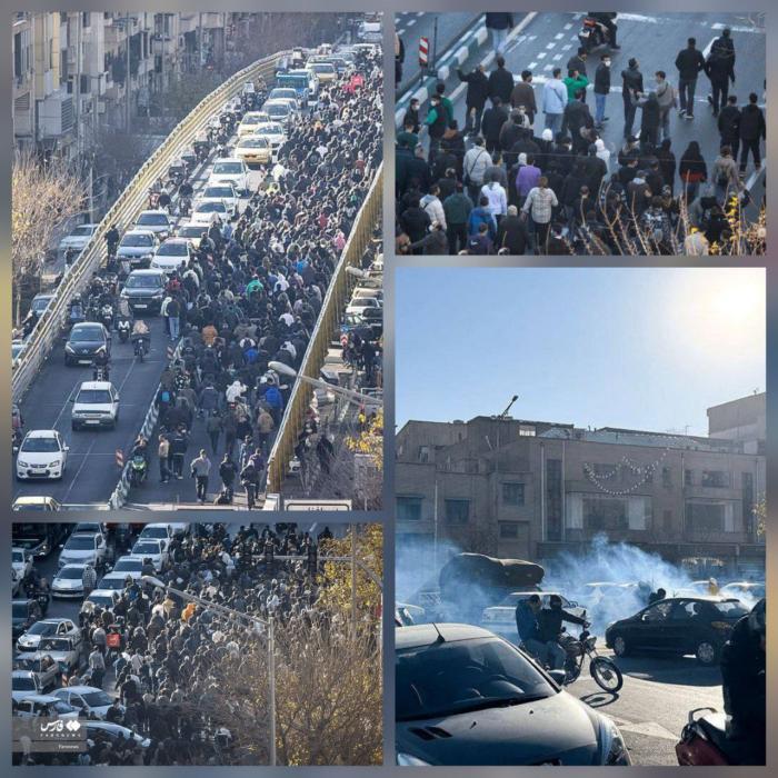 בילדער פון די אנטי אינפלאציע פראטעסטן אין טעהראן א