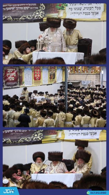 האדמו"ר מתולדות אהרן ביים פרנסה טיש חוה"מ סוכות.