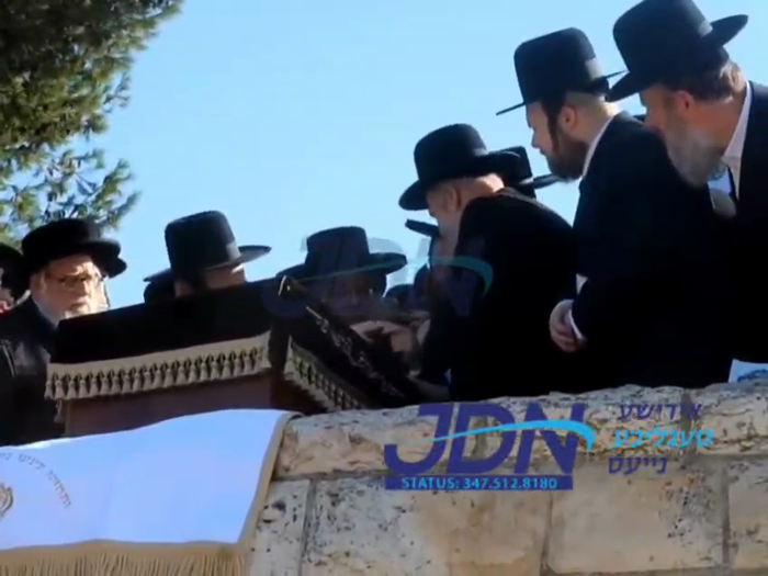 האדמו"ר מסאטמאר איז מתפלל אויפן הר הצופים, קעגן דע