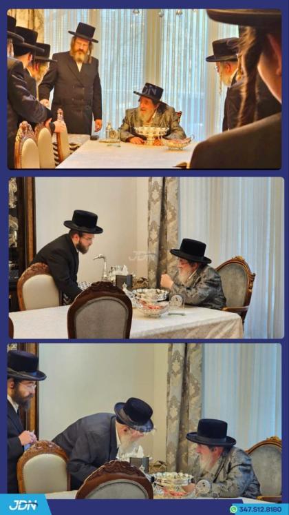 האדמו"ר מוויזניץ ביי קבלת קהל אין די אכסניא אין שי