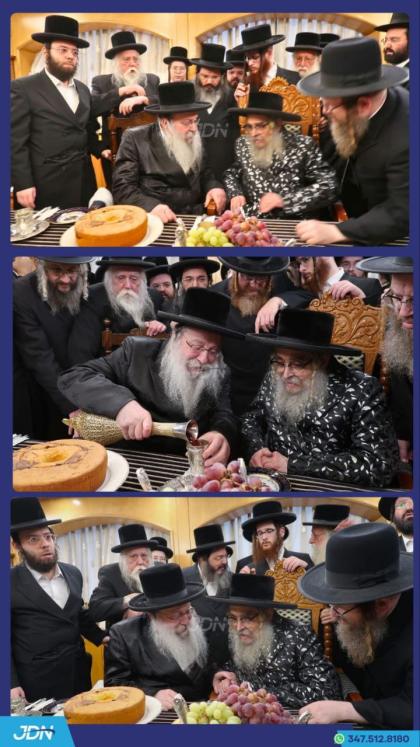 האדמו"ר מסאטמאר באזוכט ביי האדמו"ר מנדבורנה.