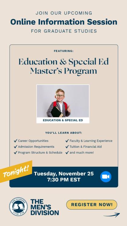 TONIGHT!

Tonight at 7:30 PM: Men’s MSEd Info Sess