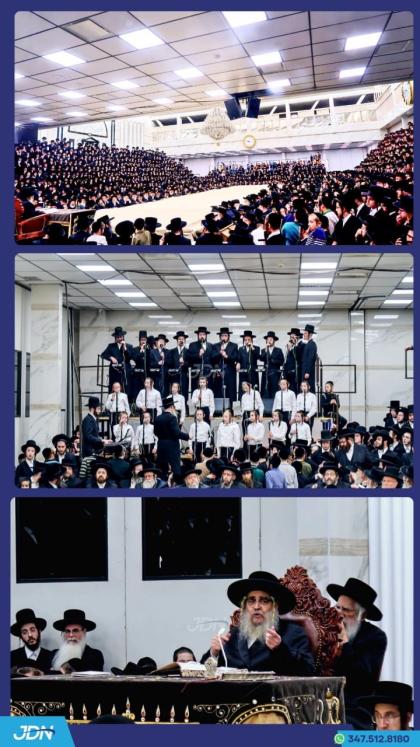 האדמו"ר מסאטמאר ביי הדלקת נר חנוכה.