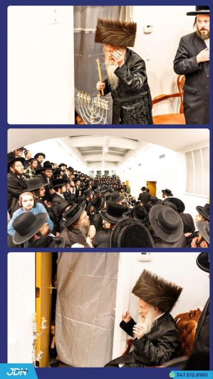 הגה"צ רבי מרדכי שטיינער ביי הדלקת נר חנוכה.