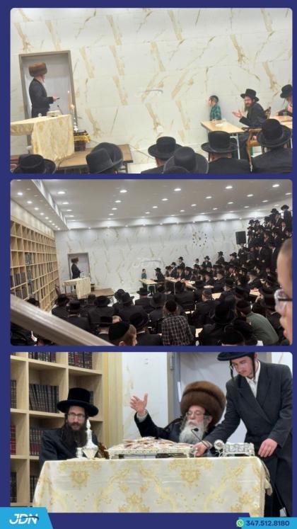 האדמו"ר מסקולען פון וומ"ס ביי הדלקת נר חנוכה.
בהשת