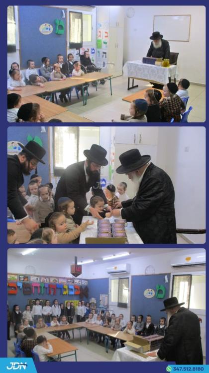 גאב"ד מאקאווא ביים טיילן חנוכה ליכט פאר תלמידי ת"ת