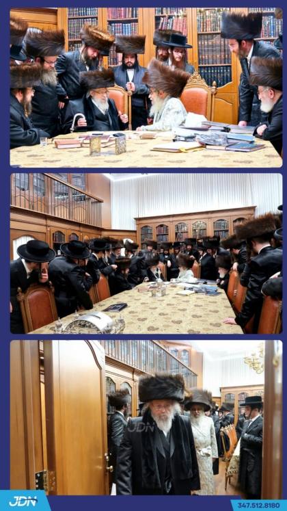 האדמו"ר מפינסק קארלין באזוכט ביי האדמו"ר מסאטמאר.