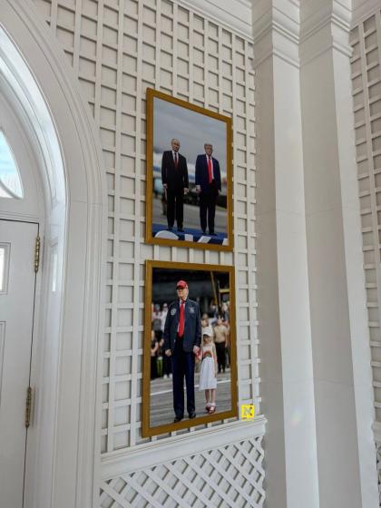 א בילד פון רוסישער פרעזידענט וולאדימיר פוטין הענגט