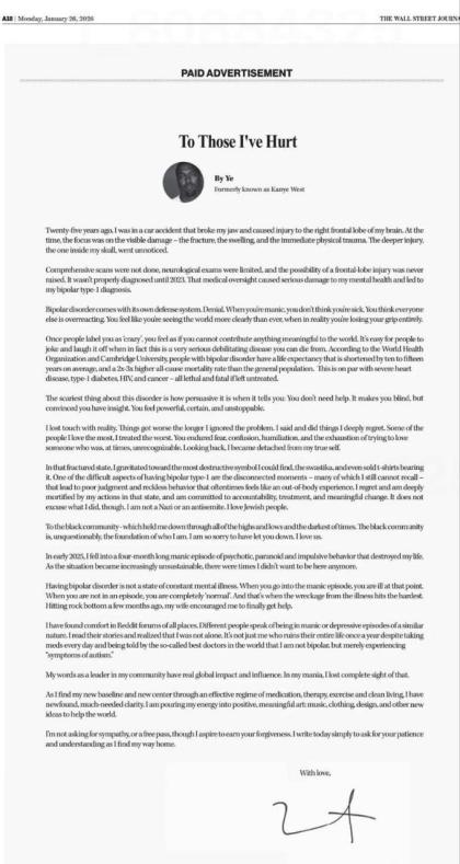 דער בארימטער פיגור "יע", [קאניע וועסט], האט היינט 