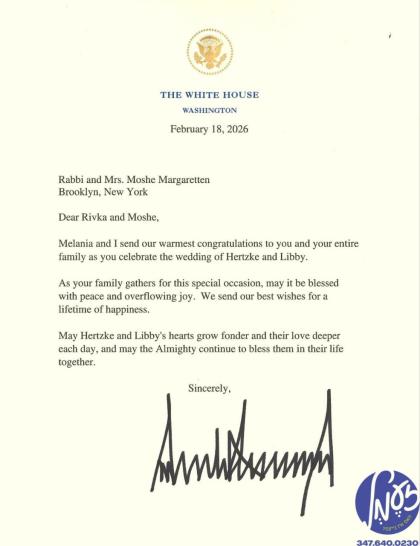 וואשינגטאן - פרעזידענט טראמפ האט געשיקט א וואונטש 