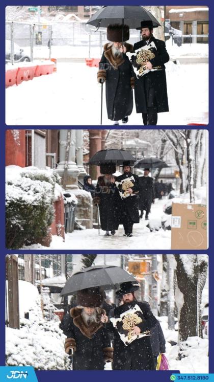 האדמו"ר מסאטמאר גייענדיג צו תפילת שחרית היינט אינד