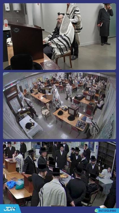 האדמו"ר מוויזניץ לאנדאן ביי תפילת שחרית און מסיבת 