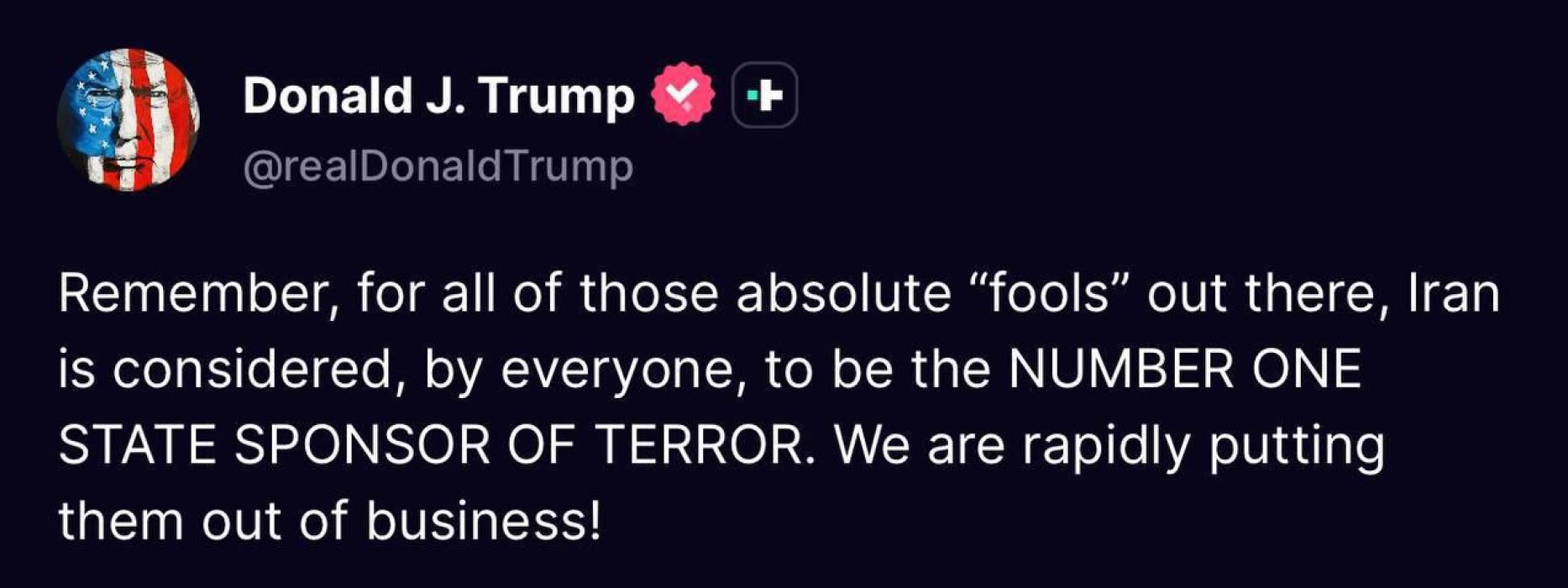 פרעזידענט טראמפ: מיר לייגן ארויס איראן פון ביזנעס.